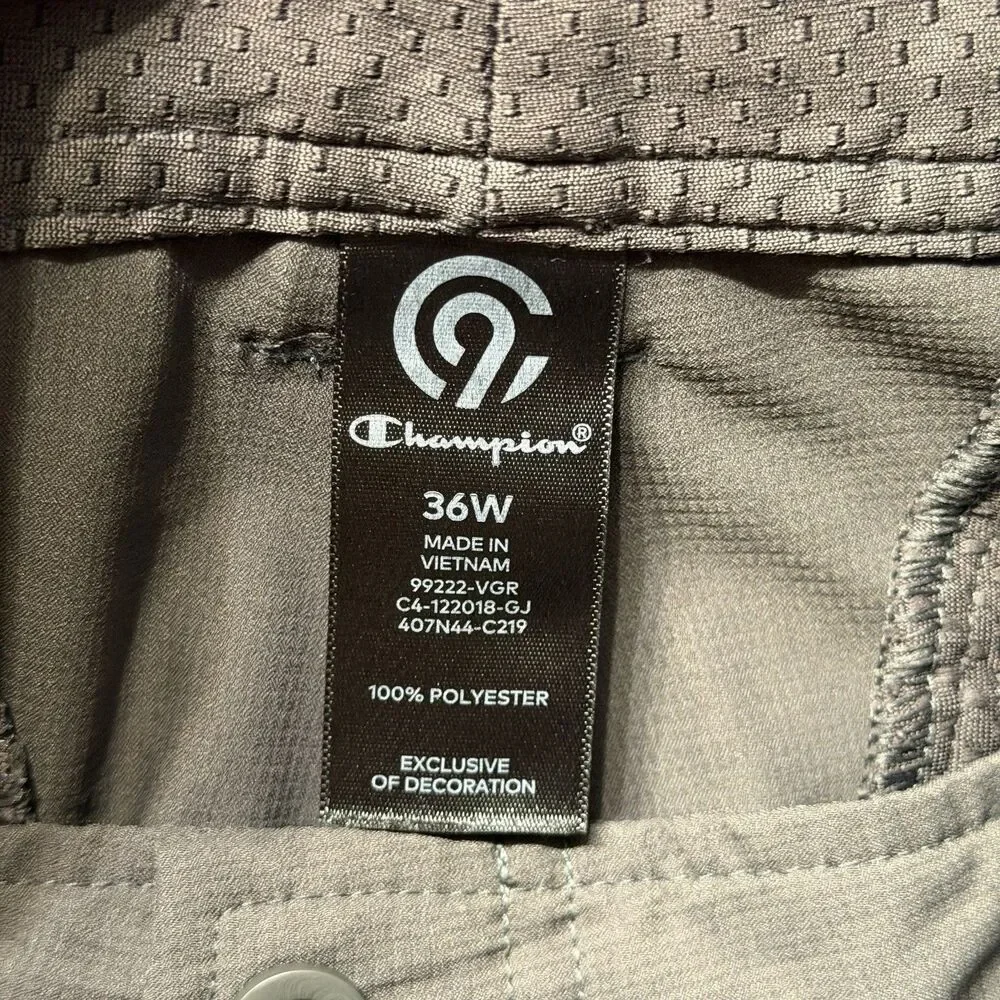 Champion Mens Size 36W Cargo Shorts Gray Polyester 10” Inseam Utility Pockets